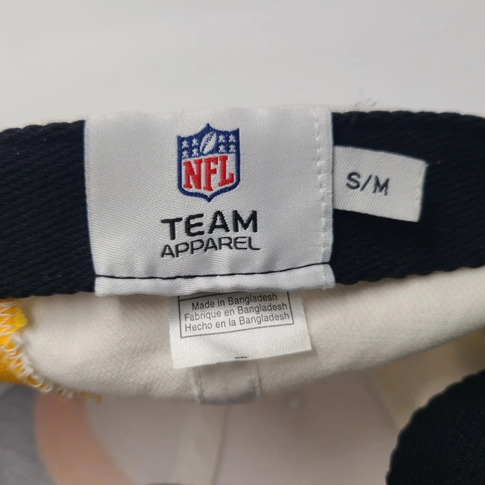 Pittsburgh Steelers Hat Fitted S-M NFL Team Apparel White Black Yellow Swirl Men